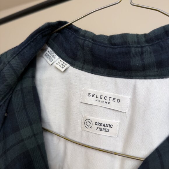 Selected Homme Green/Black Plaid Button-Up Shirt (Medium) - Picture 4 of 4